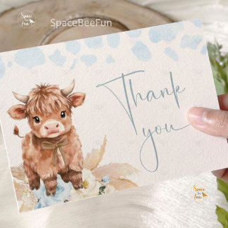 Carte De Remerciements Highland Cow Holy Cow baby shower Boy