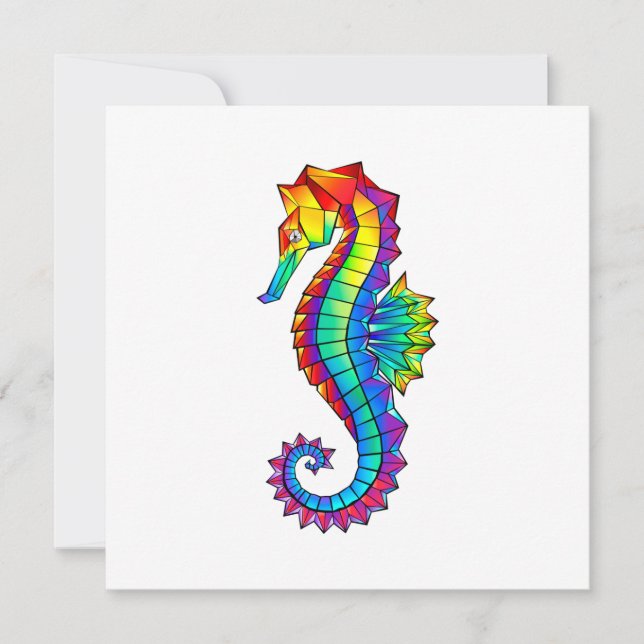 Carte De Remerciements Hippocampe Polygonal Arc-en-Ciel (Devant)