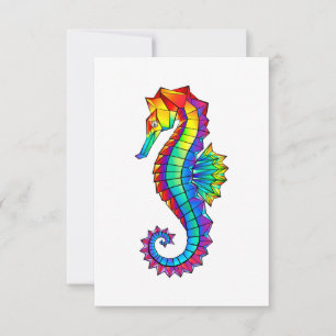 Carte De Remerciements Hippocampe polygonal arc-en-ciel