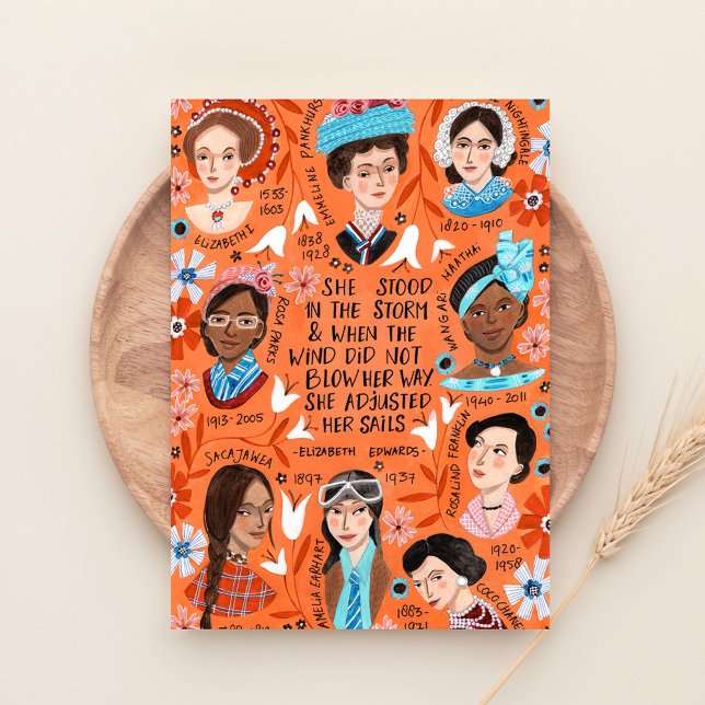 Carte De Remerciements Histoire de la Journée internationale de la femme  (International Women's Day History Floral Quote Thank You Card)