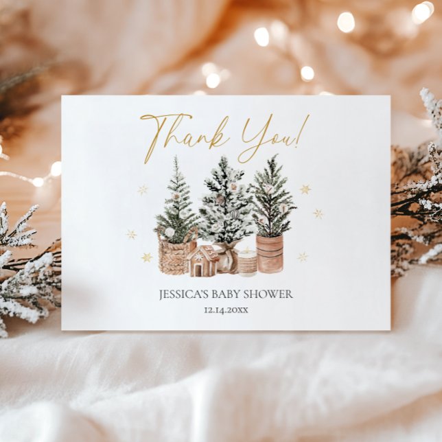 Carte De Remerciements Hiver Arbres de Noël rustiques (Créateur téléchargé)