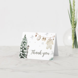 Carte De Remerciements Hiver Joyeux Baby shower Vêtements de bébé