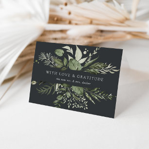 Carte De Remerciements Hiver Meadow   Aquarelle verte Botanique