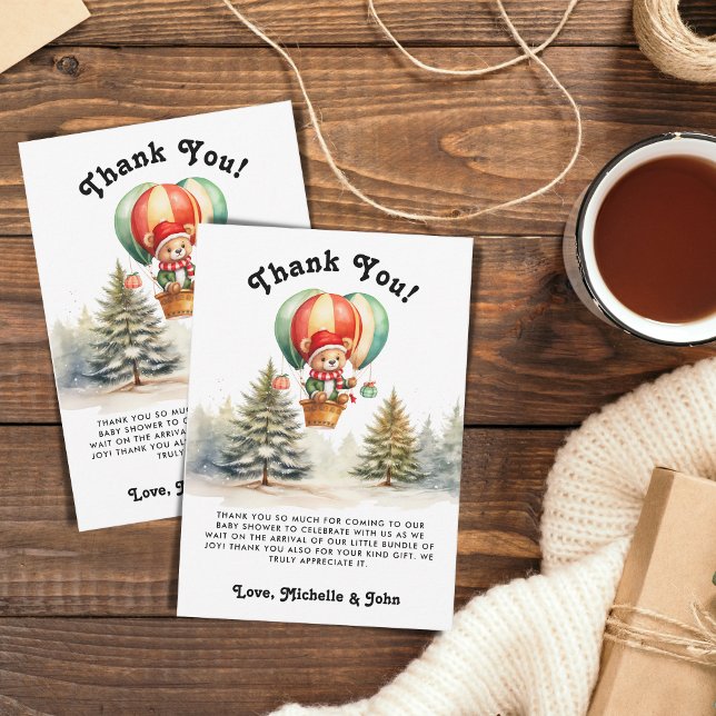 Carte De Remerciements Hiver Nous pouvons attendre le Baby shower de Noël (Créateur téléchargé)