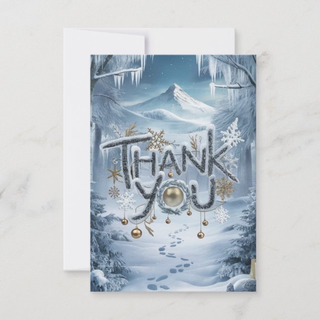 Carte De Remerciements Hiver Simple Beau Joyeux Joyeux Vacances (Devant)