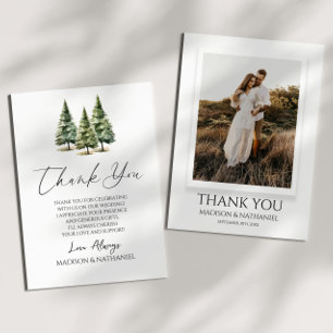 Carte De Remerciements Hiver Snowy Pine Tree Mariage photo personnalisé