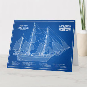 Carte De Remerciements HMS Beagle grand navire - Plan d'expédition ABD