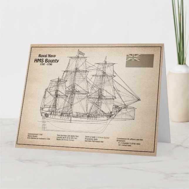 Carte De Remerciements HMS Bounty - Plan directeur des navires SD (Devant)