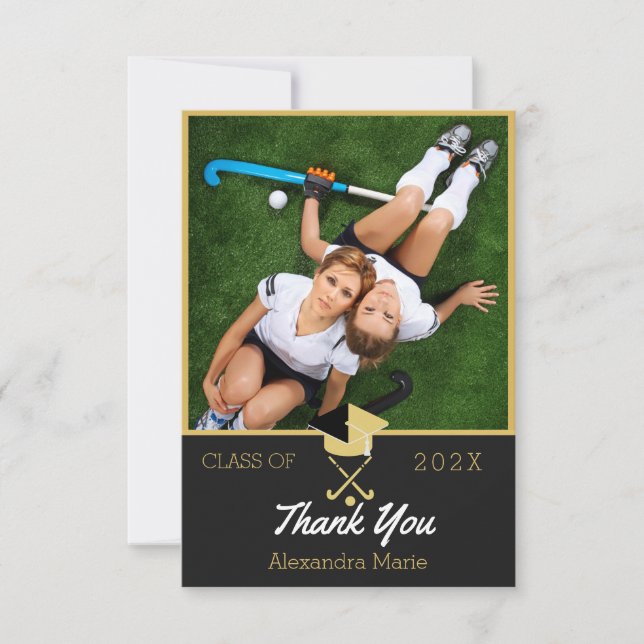 Carte De Remerciements Hockey sur gazon Photo moderne de la promotion de (Devant)