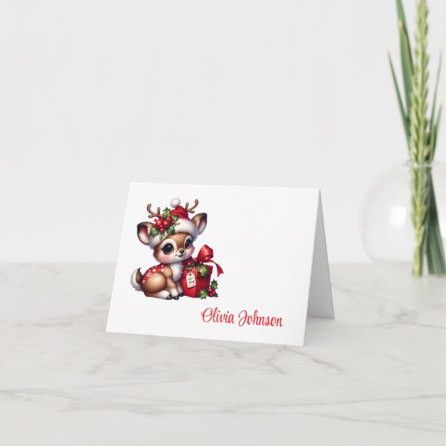 Carte De Remerciements Holiday Custom Name Folded Note Cards (Devant)