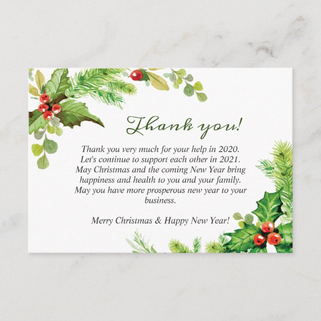 Carte De Remerciements Holly Berry Christmas Holiday Corporate (Devant)
