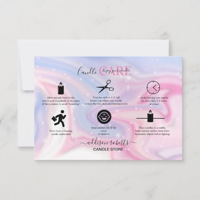 Carte De Remerciements Hologramme Arrière - plan Neon bougie (Devant)