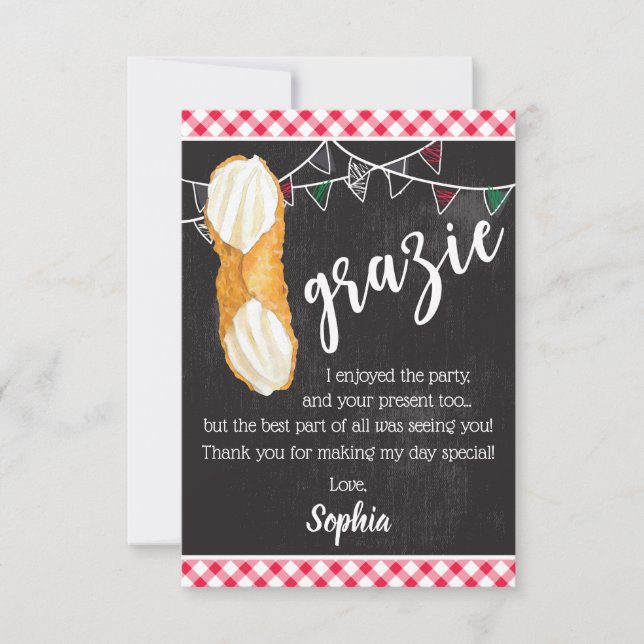 Carte De Remerciements Holy Cannoli - Thank You Note Italian Birthday (Devant)