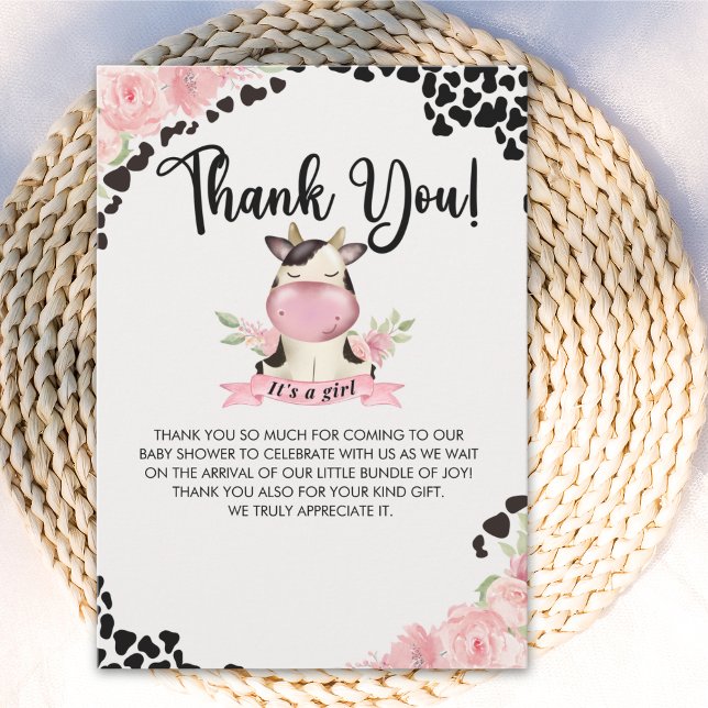 Carte De Remerciements Holy Cow It's a Girl Cute Cow Baby shower (Créateur téléchargé)