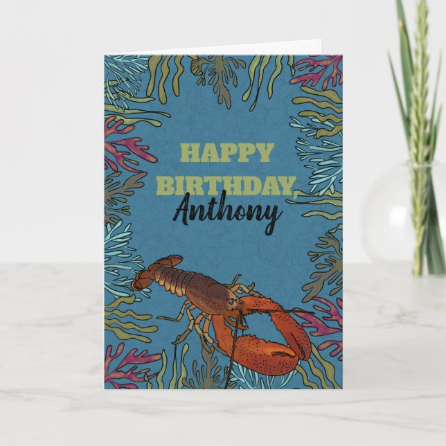 Carte De Remerciements Homard dans la mer Anniversaire personnalisé (Devant)