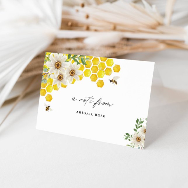 Carte De Remerciements Honey Bee et marguerites - Un mot de, plié (Créateur téléchargé)