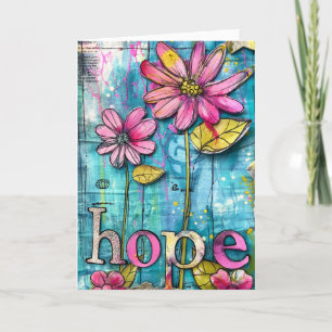 Carte De Remerciements *~**~ HOPE Doodart Art coloré Fleur Whimsical