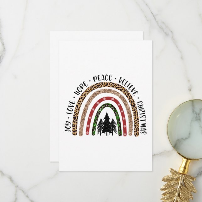 Carte De Remerciements Hope Peace Love Joy Rainbow Christmas (Devant/Arrière en situation)