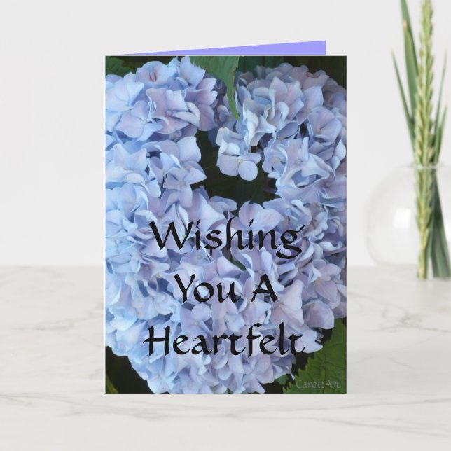 Carte De Remerciements Hortensia bleu en forme de coeur (Devant)