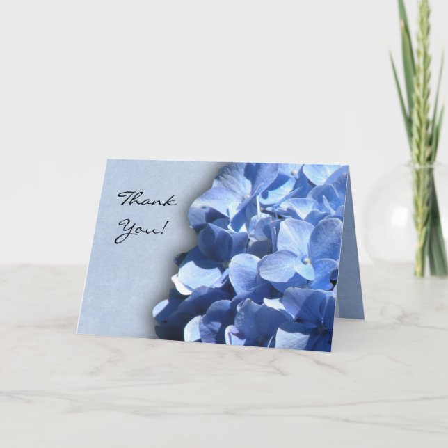 Carte De Remerciements Hortensias bleu foncé et droit (Devant)
