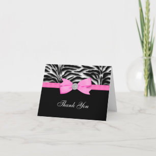 Carte De Remerciements Hot Pink Zebra Thank You Cards