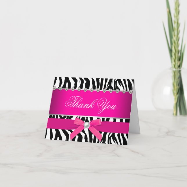 Carte De Remerciements Hot Pink Zebra Thank You Cards (Devant)