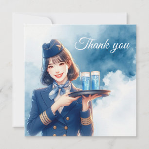 Carte De Remerciements Hôtesse de l'air servant des boissons