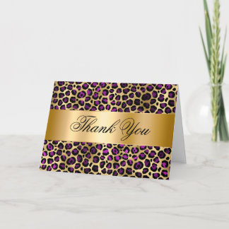 Carte De Remerciements Huile d'or violet et crème de léopard noir