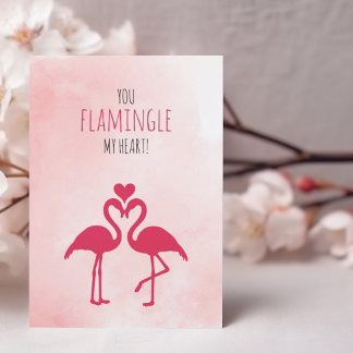 Carte De Remerciements Humoristique drôle Valentine's Day Card Flamants r