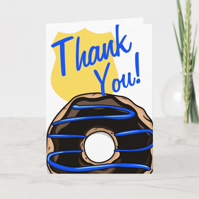 Carte De Remerciements Humour de police mince ligne bleue Doughnut (Devant)