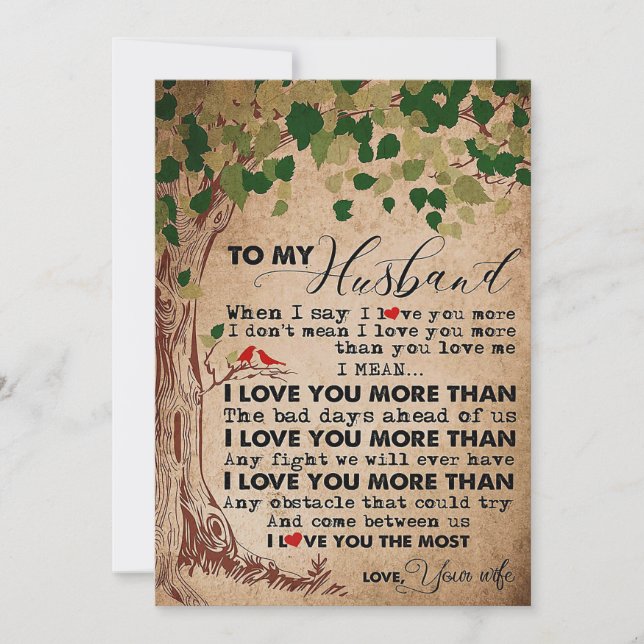 Carte De Remerciements Husband To My Husband I Love You More (Devant)