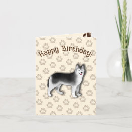 Carte De Remerciements Husky Happy Birthday chien empreinte Editable