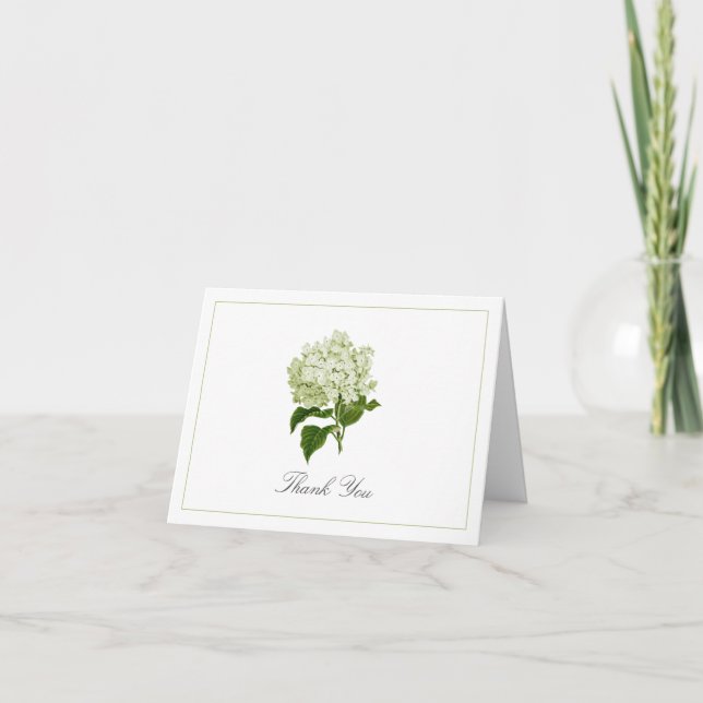 Carte De Remerciements Hydrangea Blanche Verte Fleur Traditionnelle (Devant)