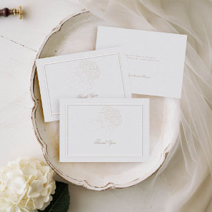 Carte De Remerciements Hydrangea Ivory Formal Élégant Couple Note Mariage