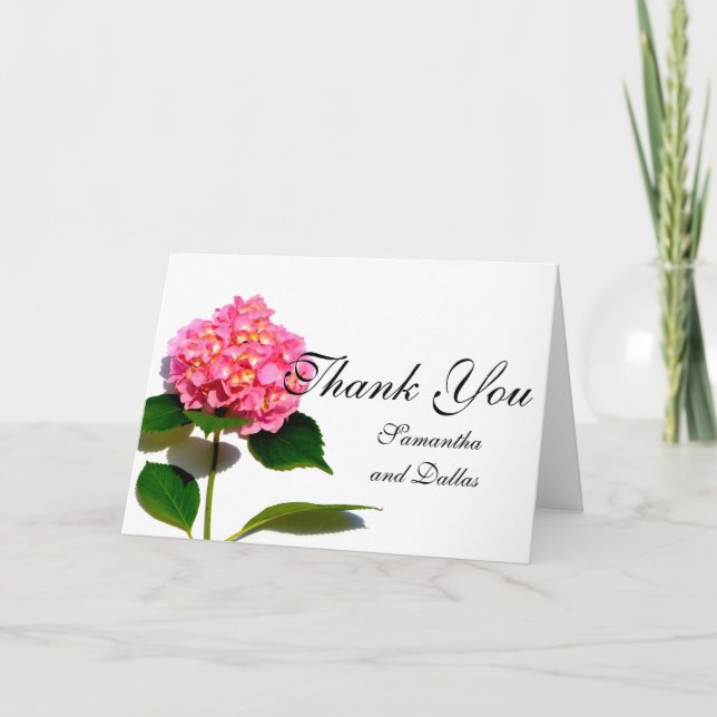 Carte De Remerciements Hydrangea rose fleur rose florale (Devant)