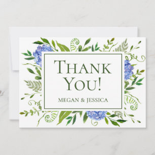 Carte De Remerciements Hydrangeas Bleus