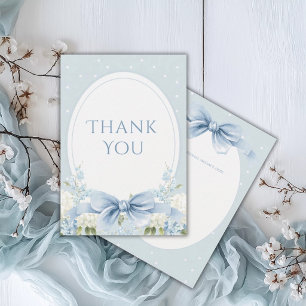 Carte De Remerciements Hydrangeas Bleus Blancs Ruban Mariage Vintage