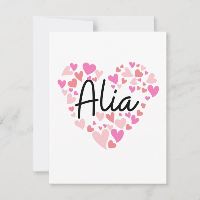 Carte De Remerciements I love Alia (Devant)