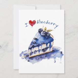 Carte De Remerciements I Love Blueberry TShirt, Blueberry Cake Aquarelle
