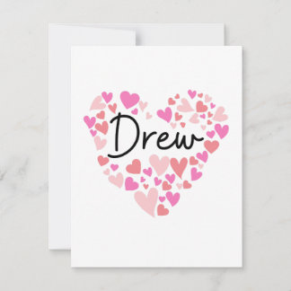 Carte De Remerciements I love Drew - coeurs pour Drew