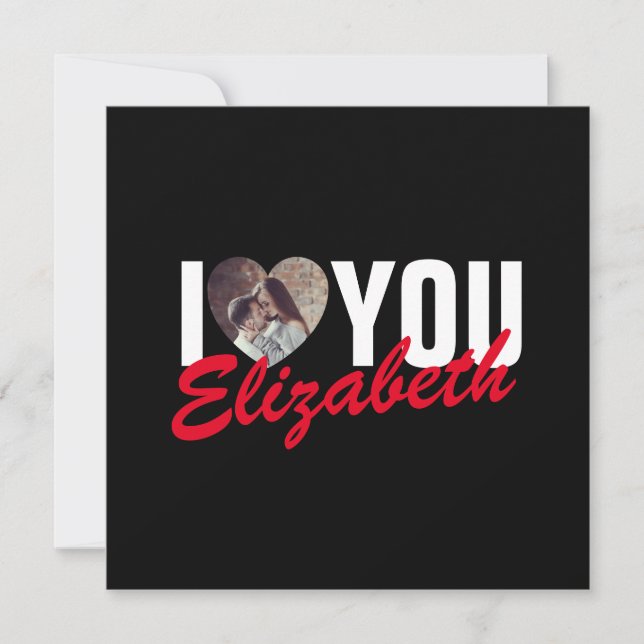 Carte De Remerciements I Love You Custom Photo Heart and Name (Devant)