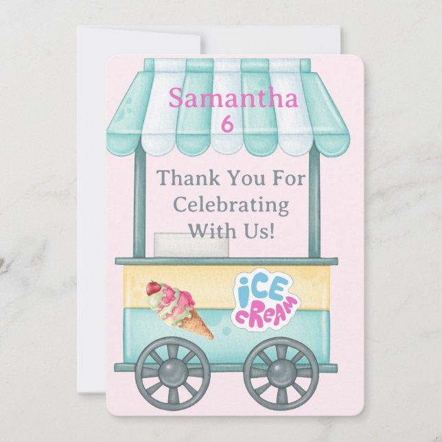 Carte De Remerciements Ice Cream Thank You Card, Samantha Birthday Thank  (Devant)