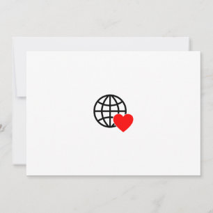 Carte De Remerciements Icône Globe Amour Mondial   Conception de cœur Ter