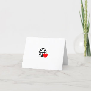 Carte De Remerciements Icône World Love Globe   Coeur Terre Design été