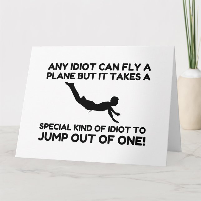 CARTE DE REMERCIEMENTS IDIOT SKYDIVING (Devant)