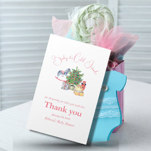 Carte De Remerciements Il fait froid dehors Baby shower de fille rose hiv