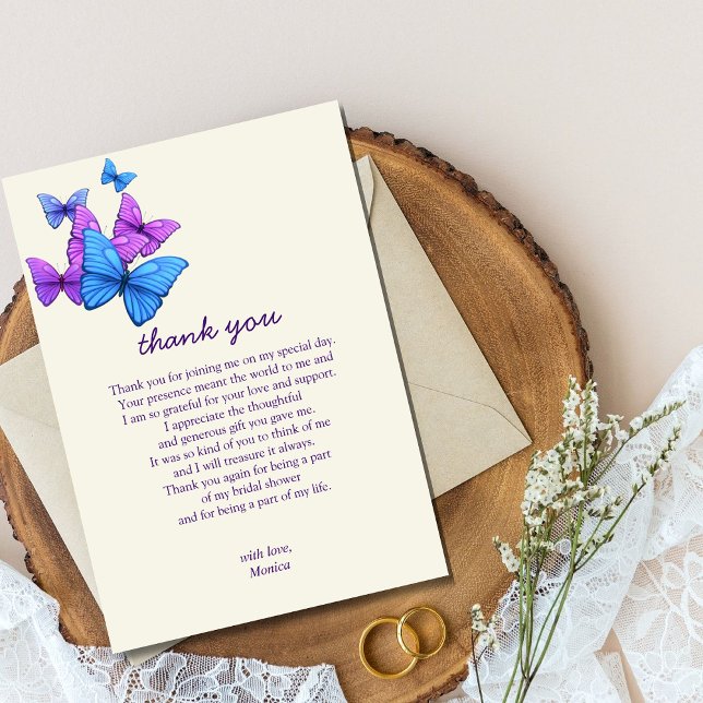 Carte De Remerciements Il me donne des papillons Fleur sauvage Fête des m (Créateur téléchargé)