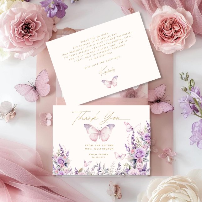Carte De Remerciements Il Me Donne Des Papillons Fleurs Sauvages Shower D (Créateur téléchargé)