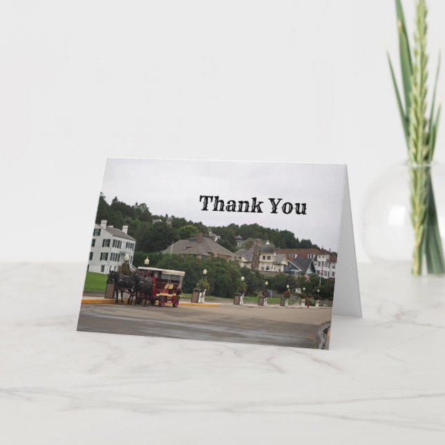 Carte De Remerciements Île Mackinac Main Street Buggy (Devant)
