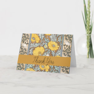 Carte De Remerciements Illustration Art Nouveau Poppy Fleur Jaune